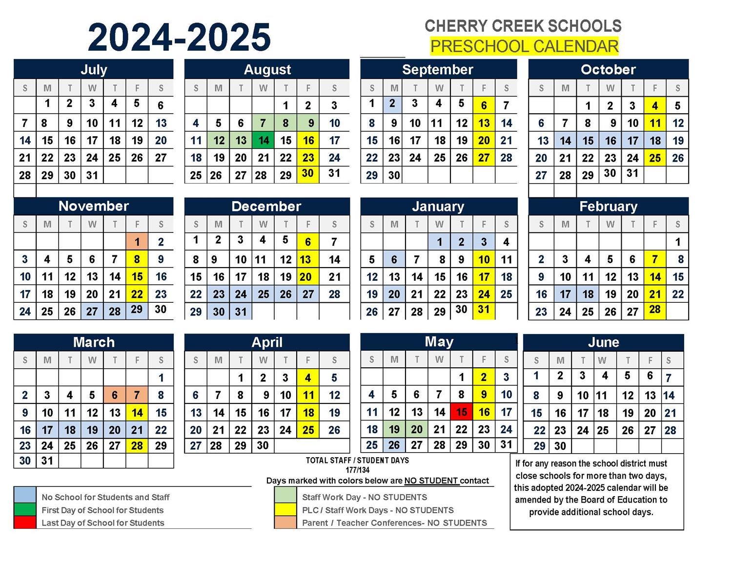 Preschool Calendar